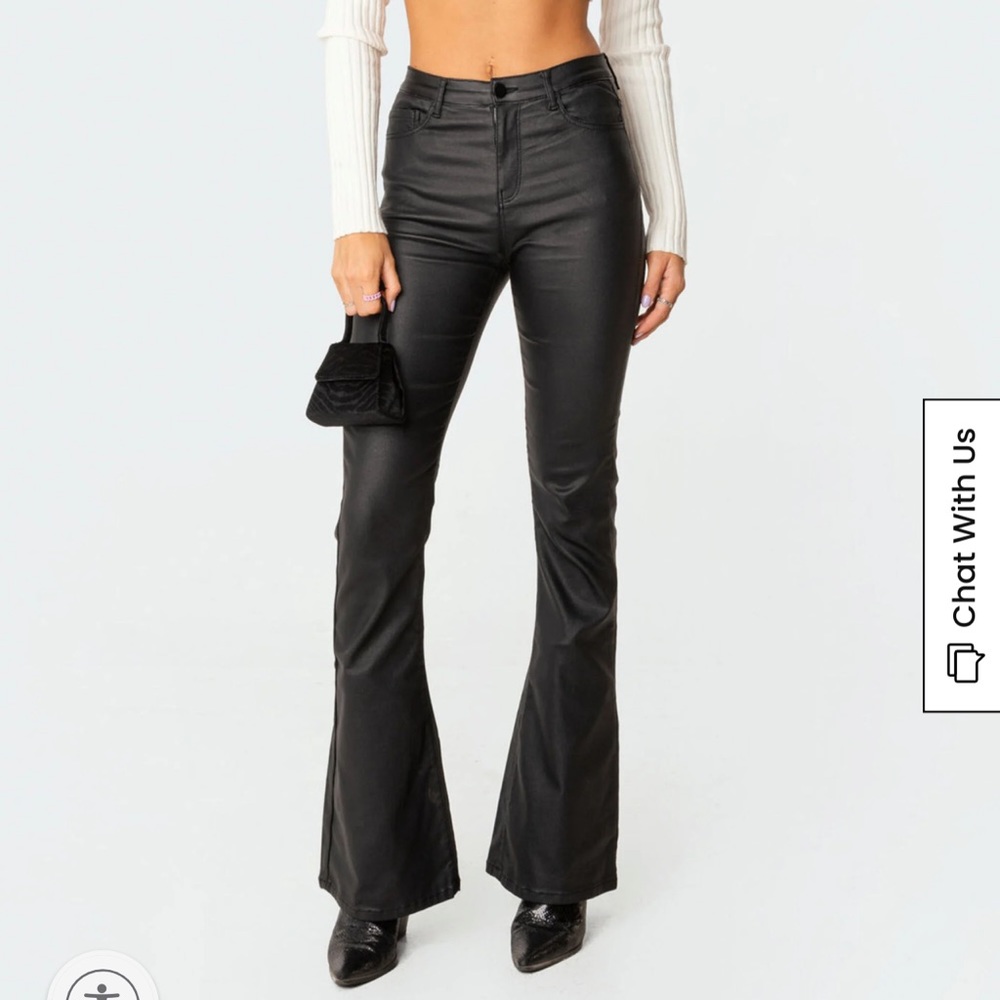 Edikted faux leather flare jeans size small